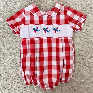 Cecil & Lou Red & White Check Airplane Bubble - 3T
